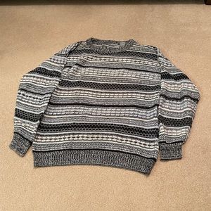 Vitnage Men's Medium Zeppelin Pastel Striped Honey Comb Pattenred Sweater